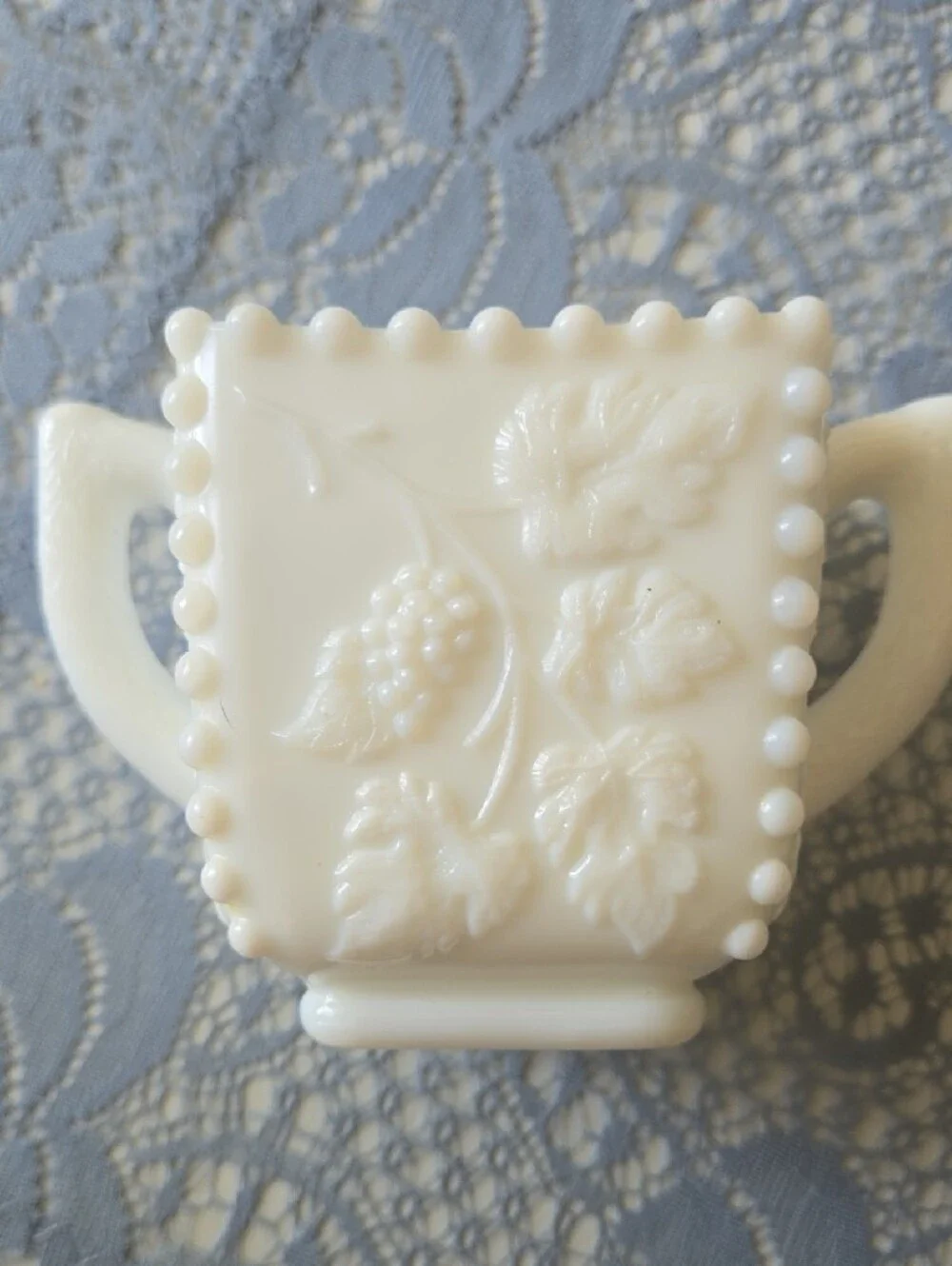 Westmoreland White Milk Glass Two-Handled Open Sugar Bowl